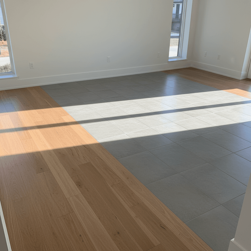 Finished flooring installation in modern space